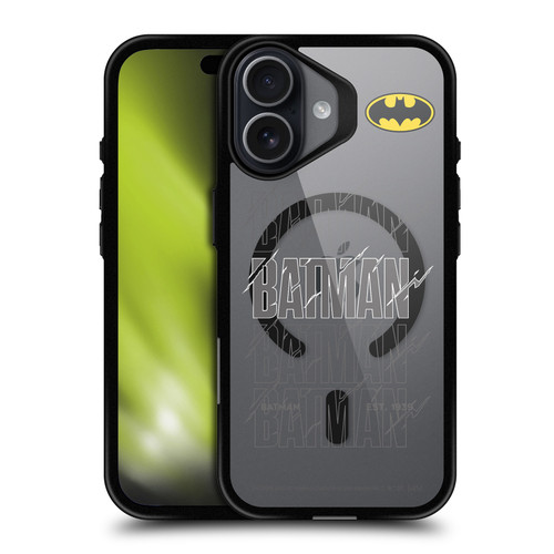 Batman DC Comics Logos and Comics Bold BLACK SHOCKPROOF BUMPER CASE COMPATIBLE WITH Apple iPhone 17 & MAGSAFE