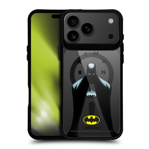 Batman DC Comics Logos and Comics Silhouette BLACK SHOCKPROOF BUMPER CASE COMPATIBLE WITH Apple iPhone 17 Pro Max & MAGSAFE