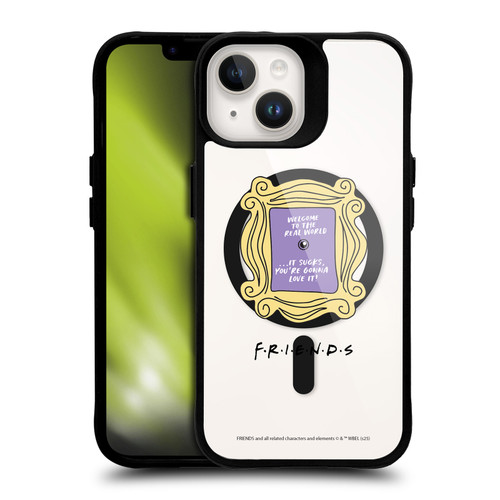Friends TV Show Character Icons Peephole Frame BLACK SHOCKPROOF BUMPER CASE COMPATIBLE WITH Apple iPhone 14 & MAGSAFE