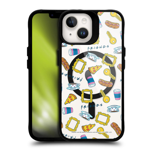 Friends TV Show Character Icons Vibrant BLACK SHOCKPROOF BUMPER CASE COMPATIBLE WITH Apple iPhone 14 & MAGSAFE