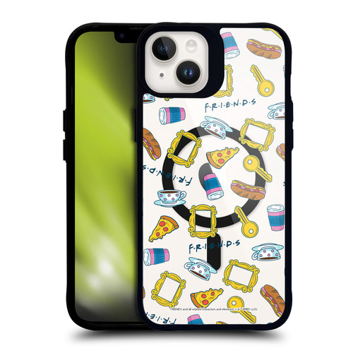 Friends TV Show Character Icons Vibrant BLACK SHOCKPROOF BUMPER CASE COMPATIBLE WITH Apple iPhone 14 Plus & MAGSAFE