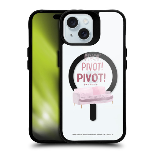 Friends TV Show Character Icons Pivot BLACK SHOCKPROOF BUMPER CASE COMPATIBLE WITH Apple iPhone 15 & MAGSAFE