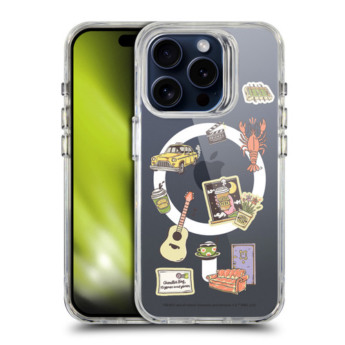 Friends TV Show Character Icons Icons SHOCKPROOF BUMPER CASE COMPATIBLE WITH Apple iPhone 15 Pro & MAGSAFE