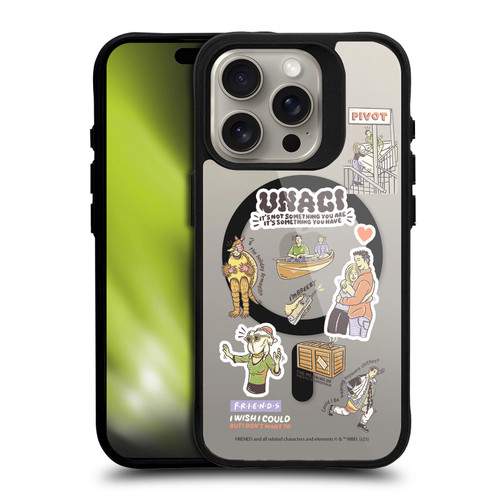 Friends TV Show Character Icons Characters BLACK SHOCKPROOF BUMPER CASE COMPATIBLE WITH Apple iPhone 15 Pro & MAGSAFE