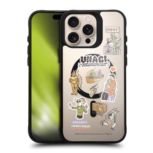 Friends TV Show Character Icons Characters BLACK SHOCKPROOF BUMPER CASE COMPATIBLE WITH Apple iPhone 16 Pro Max & MAGSAFE