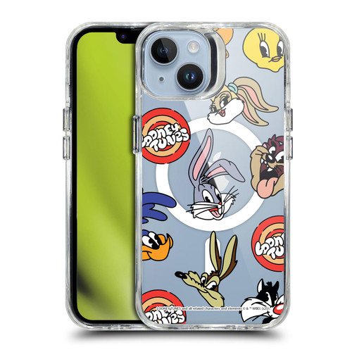 Looney Tunes Character Art Faces SHOCKPROOF BUMPER CASE COMPATIBLE WITH Apple iPhone 14 & MAGSAFE