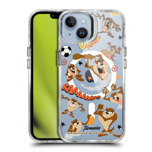 Looney Tunes Character Art Tasmanian Devil SHOCKPROOF BUMPER CASE COMPATIBLE WITH Apple iPhone 14 & MAGSAFE