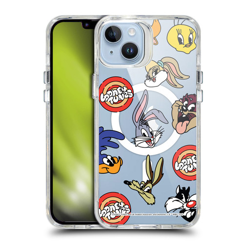 Looney Tunes Character Art Faces SHOCKPROOF BUMPER CASE COMPATIBLE WITH Apple iPhone 14 Plus & MAGSAFE