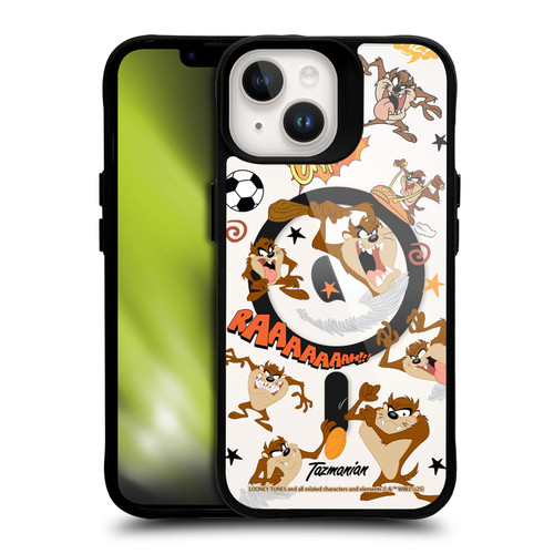 Looney Tunes Character Art Tasmanian Devil BLACK SHOCKPROOF BUMPER CASE COMPATIBLE WITH Apple iPhone 14 & MAGSAFE
