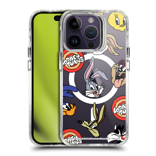 Looney Tunes Character Art Faces SHOCKPROOF BUMPER CASE COMPATIBLE WITH Apple iPhone 14 Pro & MAGSAFE
