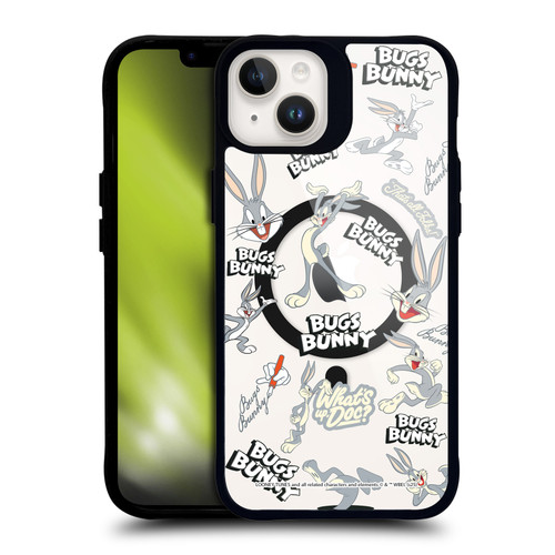 Looney Tunes Character Art Bugs Bunny BLACK SHOCKPROOF BUMPER CASE COMPATIBLE WITH Apple iPhone 14 Plus & MAGSAFE