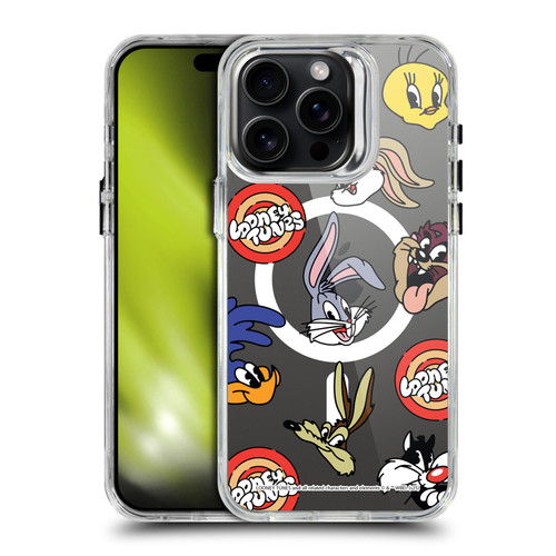 Looney Tunes Character Art Faces SHOCKPROOF BUMPER CASE COMPATIBLE WITH Apple iPhone 15 Pro Max & MAGSAFE