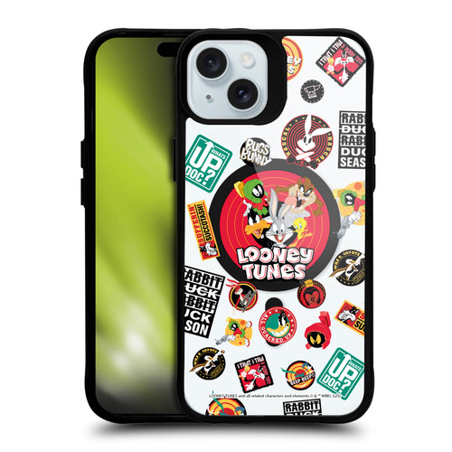 Looney Tunes Character Art Icons BLACK SHOCKPROOF BUMPER CASE COMPATIBLE WITH Apple iPhone 15 Plus & MAGSAFE