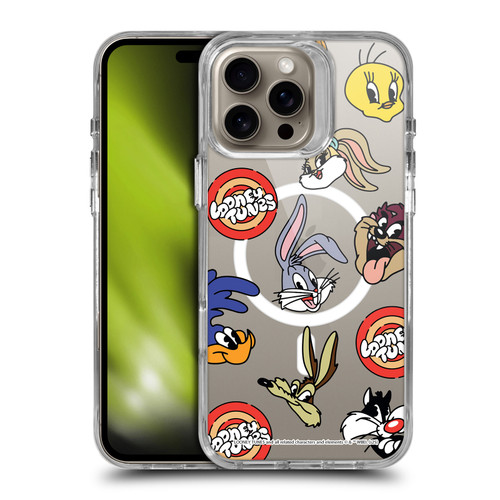 Looney Tunes Character Art Faces SHOCKPROOF BUMPER CASE COMPATIBLE WITH Apple iPhone 16 Pro Max & MAGSAFE