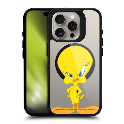 Looney Tunes Character Art Tweety BLACK SHOCKPROOF BUMPER CASE COMPATIBLE WITH Apple iPhone 15 Pro & MAGSAFE