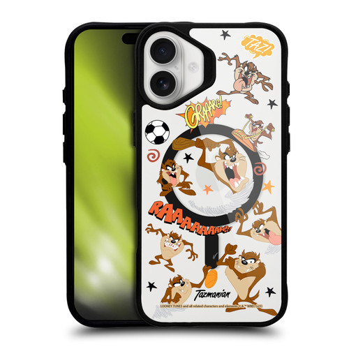 Looney Tunes Character Art Tasmanian Devil BLACK SHOCKPROOF BUMPER CASE COMPATIBLE WITH Apple iPhone 16 Plus & MAGSAFE