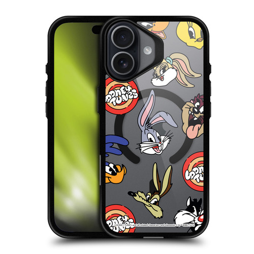 Looney Tunes Character Art Faces BLACK SHOCKPROOF BUMPER CASE COMPATIBLE WITH Apple iPhone 17 & MAGSAFE