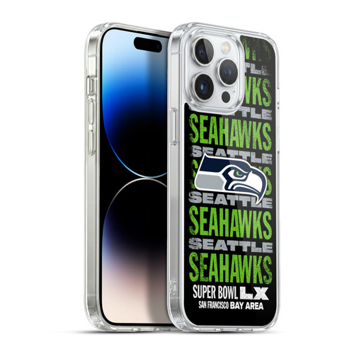 NFL 2026 Super Bowl LX Seahawks Black Soft Gel Case for Apple iPhone 13 Pro Max & MagSafe