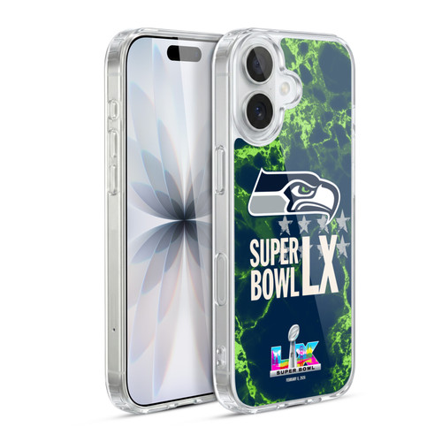 NFL 2026 Super Bowl LX Seahawks Marble Soft Gel Case for Apple iPhone 17