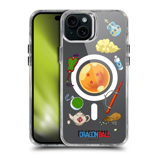 Dragon Ball Iconic Graphics Items Collage SHOCKPROOF BUMPER CASE COMPATIBLE WITH Apple iPhone 15 Plus & MAGSAFE