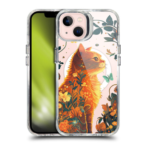 JK Stewart Art Collection Orange Cat Sitting SHOCKPROOF BUMPER CASE COMPATIBLE WITH Apple iPhone 13 & MAGSAFE
