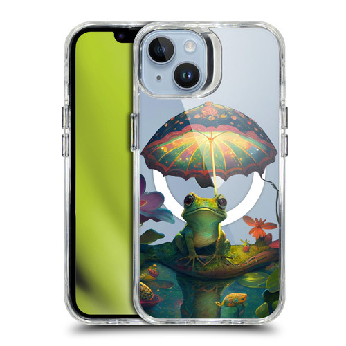 JK Stewart Art Collection Frog With Umbrella SHOCKPROOF BUMPER CASE COMPATIBLE WITH Apple iPhone 14 & MAGSAFE