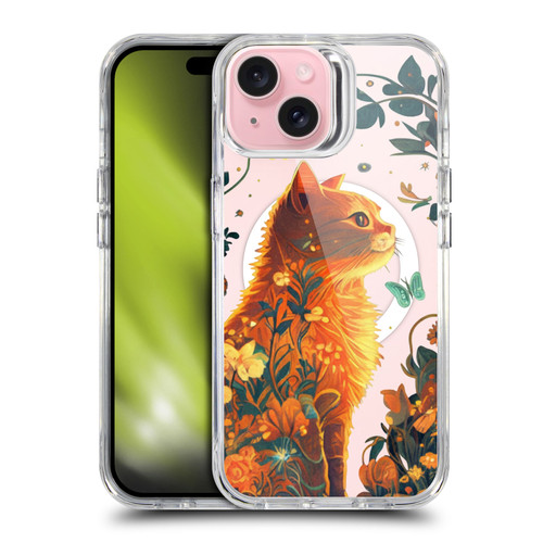 JK Stewart Art Collection Orange Cat Sitting SHOCKPROOF BUMPER CASE COMPATIBLE WITH Apple iPhone 15 & MAGSAFE