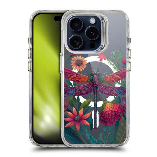 JK Stewart Art Collection Dragonfly Purple SHOCKPROOF BUMPER CASE COMPATIBLE WITH Apple iPhone 15 Pro & MAGSAFE