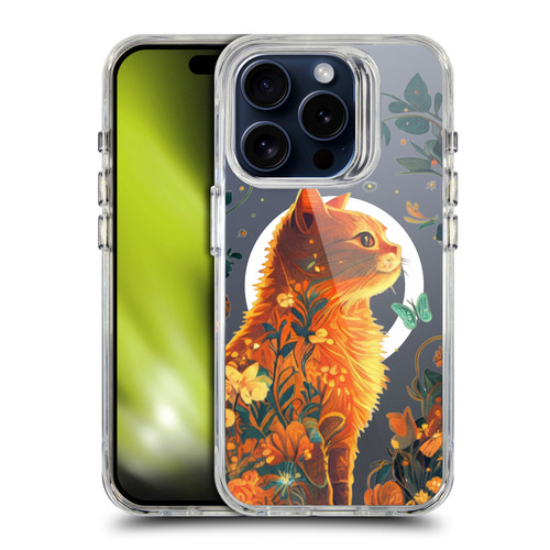 JK Stewart Art Collection Orange Cat Sitting SHOCKPROOF BUMPER CASE COMPATIBLE WITH Apple iPhone 15 Pro & MAGSAFE