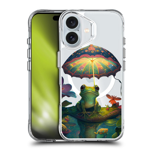 JK Stewart Art Collection Frog With Umbrella SHOCKPROOF BUMPER CASE COMPATIBLE WITH Apple iPhone 16 & MAGSAFE