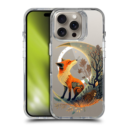JK Stewart Art Collection Fox On Crescent Moon SHOCKPROOF BUMPER CASE COMPATIBLE WITH Apple iPhone 16 Pro & MAGSAFE