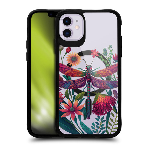 JK Stewart Art Collection Dragonfly Purple BLACK SHOCKPROOF BUMPER CASE COMPATIBLE WITH Apple iPhone 11 & MAGSAFE