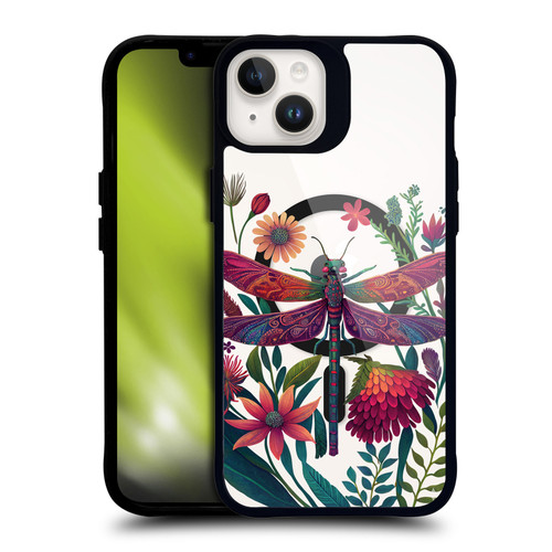 JK Stewart Art Collection Dragonfly Purple BLACK SHOCKPROOF BUMPER CASE COMPATIBLE WITH Apple iPhone 14 Plus & MAGSAFE