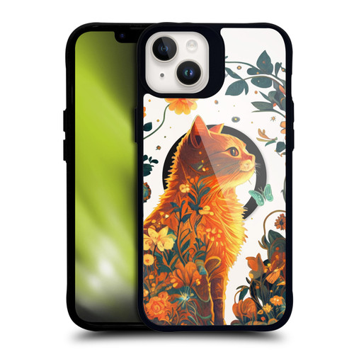 JK Stewart Art Collection Orange Cat Sitting BLACK SHOCKPROOF BUMPER CASE COMPATIBLE WITH Apple iPhone 14 Plus & MAGSAFE