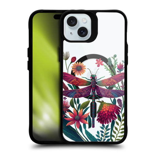 JK Stewart Art Collection Dragonfly Purple BLACK SHOCKPROOF BUMPER CASE COMPATIBLE WITH Apple iPhone 15 Plus & MAGSAFE