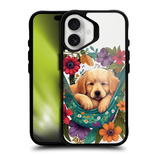 JK Stewart Art Collection Golden Retriever In Hammock BLACK SHOCKPROOF BUMPER CASE COMPATIBLE WITH Apple iPhone 16 & MAGSAFE