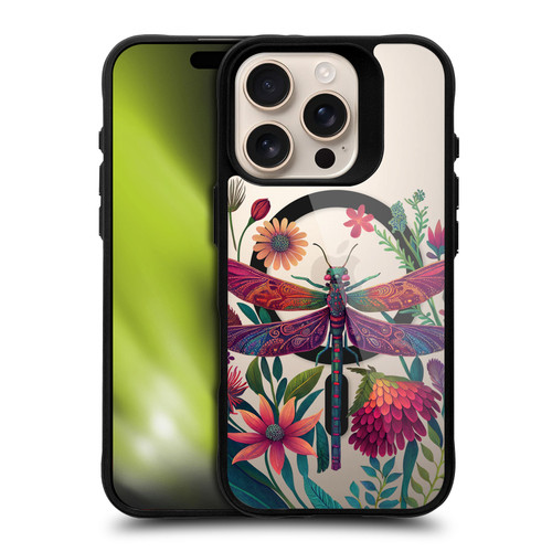 JK Stewart Art Collection Dragonfly Purple BLACK SHOCKPROOF BUMPER CASE COMPATIBLE WITH Apple iPhone 16 Pro & MAGSAFE