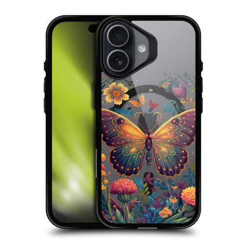 JK Stewart Art Collection Butterfly In Garden BLACK SHOCKPROOF BUMPER CASE COMPATIBLE WITH Apple iPhone 17 & MAGSAFE