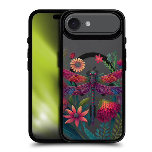 JK Stewart Art Collection Dragonfly Purple BLACK SHOCKPROOF BUMPER CASE COMPATIBLE WITH Apple iPhone 17 Air & MAGSAFE