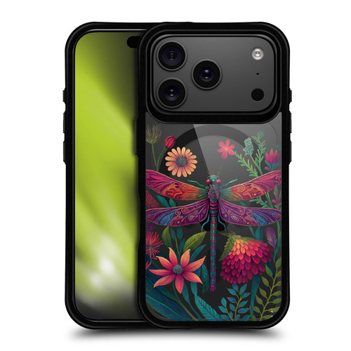 JK Stewart Art Collection Dragonfly Purple BLACK SHOCKPROOF BUMPER CASE COMPATIBLE WITH Apple iPhone 17 Pro & MAGSAFE