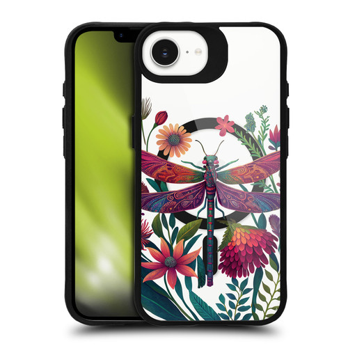 JK Stewart Art Collection Dragonfly Purple BLACK SHOCKPROOF BUMPER CASE COMPATIBLE WITH Apple iPhone 16e & MAGSAFE