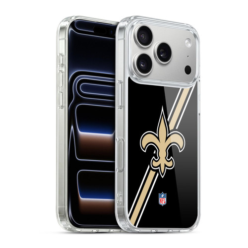 NFL New Orleans Saints Logo Stripes Soft Gel Case for Apple iPhone 17 Pro