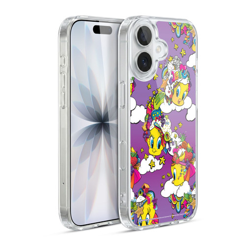 Looney Tunes Patterns Tweety Purple Soft Gel Case for Apple iPhone 17