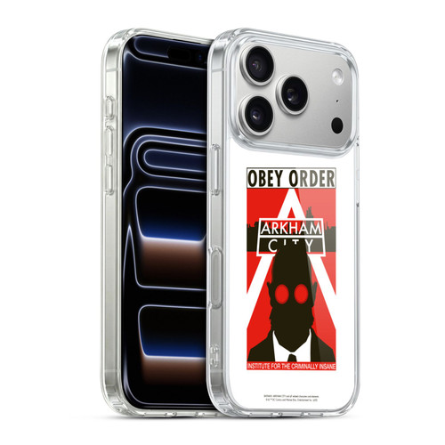 Batman Arkham City Graphics Hugo Strange Obey Order Soft Gel Case for Apple iPhone 17 Pro
