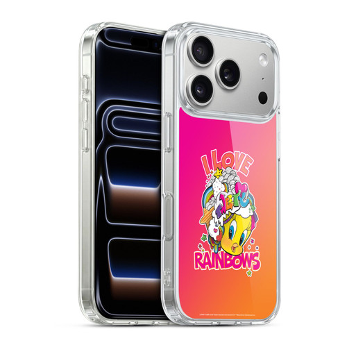 Looney Tunes Patterns I Love Rainbow Soft Gel Case for Apple iPhone 17 Pro
