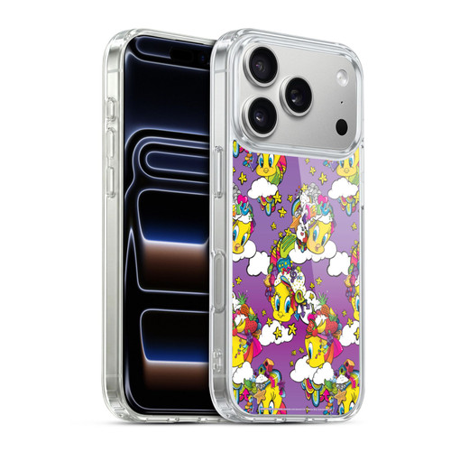 Looney Tunes Patterns Tweety Purple Soft Gel Case for Apple iPhone 17 Pro