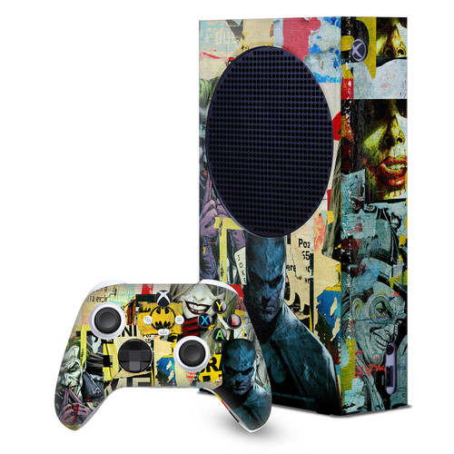 Batman DC Comics Logos And Comic Book Torn Collage Game Console Wrap and Game Controller Skin Bundle for Microsoft Series S Console & Controller