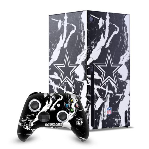 NFL Dallas Cowboys Marble Game Console Wrap and Game Controller Skin Bundle for Microsoft Series X Console & Controller