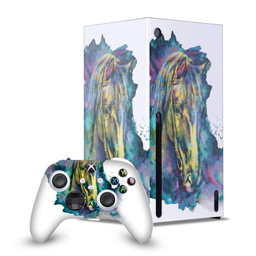 Riza Peker Art Mix Horse Game Console Wrap and Game Controller Skin Bundle for Microsoft Series X Console & Controller