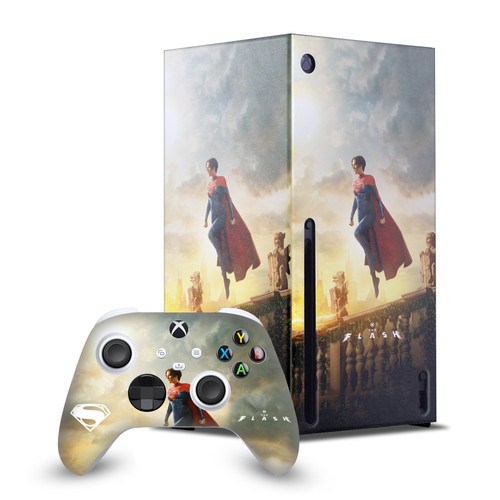 The Flash 2023 Graphic Art Supergirl Game Console Wrap and Game Controller Skin Bundle for Microsoft Series X Console & Controller